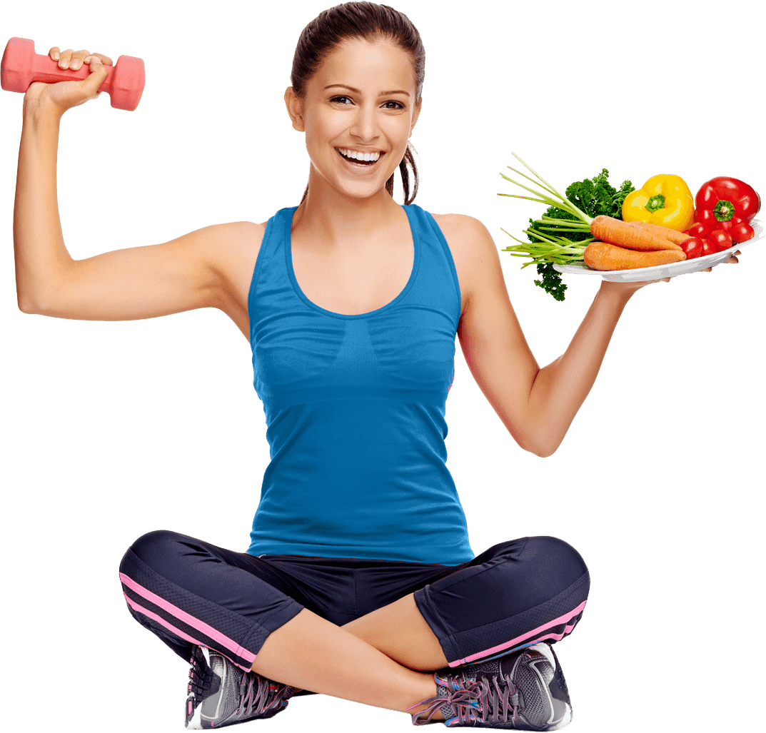 A woman holding fruits